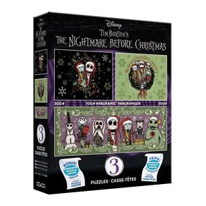 Ceaco Disney The Nightmare Before Christmas 3 In‎ 1 Jigsaw Puzzles Bonus Poster